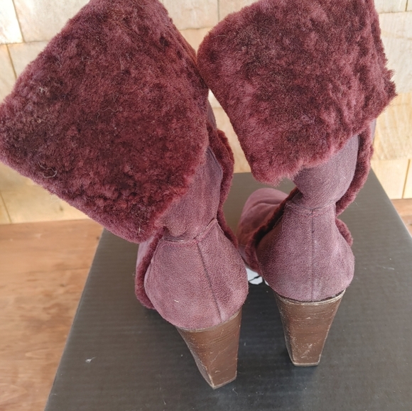 Burgundy shearling boots, made in Italy, size 41 - Picture 3 of 7